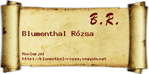 Blumenthal Rózsa névjegykártya